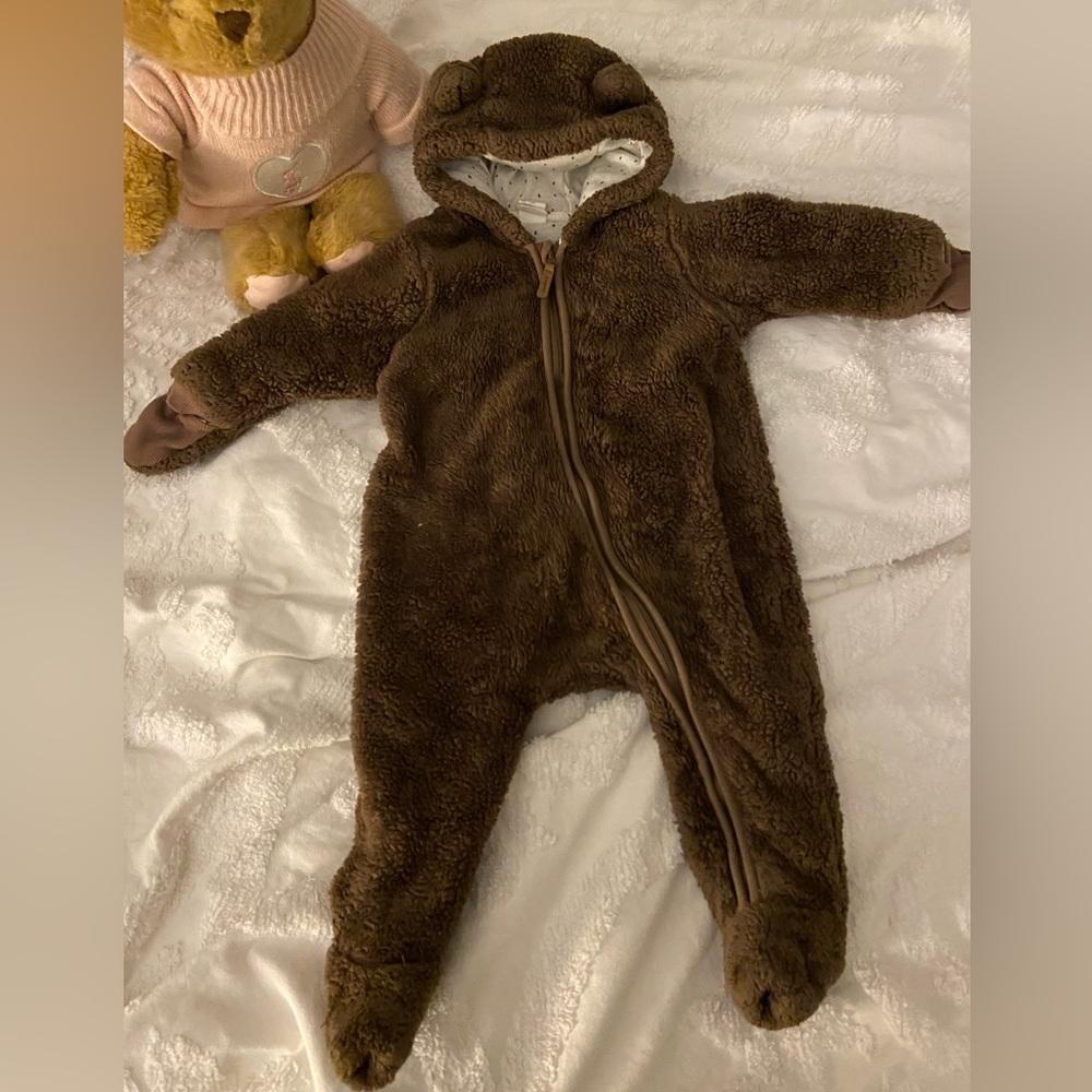 H&M bear teddy one piece warm 4-6 months winter suit